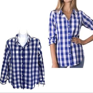 Camixa Country Style Plaid Button-down Cotton Shirt Large Cottagecore Summer